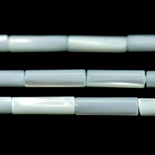 Perlmutt-Muschelrohr-Zylinder, 4 x 13 mm, natürliche weiße Muschel, lose Perlen, 38,1 cm (28–30 Stück) von mkslksbhnxl