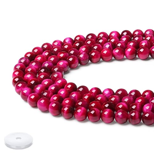 Rosenrosa Tigerauge-Perlen, 60 Stück, Kristallperlen, 8 mm, runde Steinperlen, glatte lose Perlen für Armbänder, Halsketten, DIY-Ohrringe, 60 Stück von mkslksbhnxl
