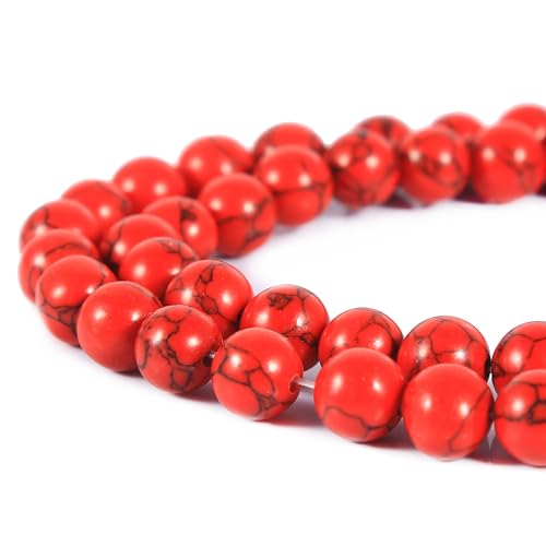 Rote türkisfarbene Perlen, rund, glatt, lose Perlen für Schmuckherstellung, Armband, Halskette, 38,1 cm, Rot Türkis Rote türkisfarbene Perlen, rund, glatt, lose Perlen für Schmuckherstellung, Armband, Halskette, 38,1 cm, Rot Türkis von mkslksbhnxl