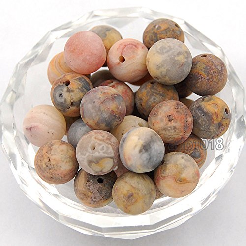 Runde Abstandshalter, natürlich, matt, mattiert, lose Perlen, 4 mm, 6 mm, 8 mm, 10 mm, 12 mm (6 mm, matter verrückter Achat) von mkslksbhnxl