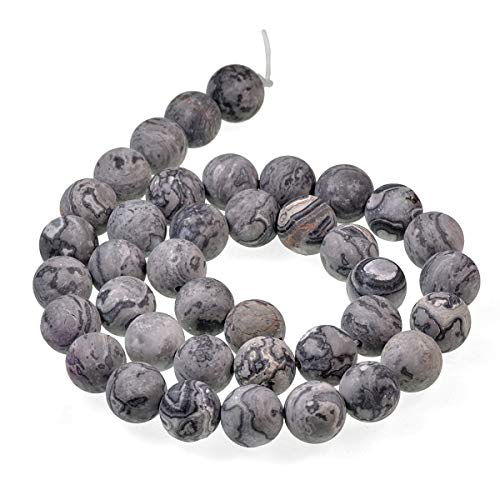Runde Abstandshalter-Perlen aus natürlichem, mattem Edelstein, 10 mm, Karten-Jaspis von mkslksbhnxl