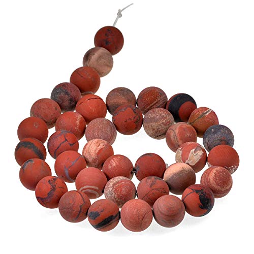 Runde Abstandshalter-Perlen aus natürlichem, mattem Edelstein, 10 mm, roter Flussjaspis von mkslksbhnxl