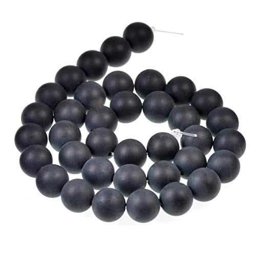 Runde Abstandshalter-Perlen aus natürlichem, mattem Edelstein, 12 mm, schwarzer Onyx) von mkslksbhnxl