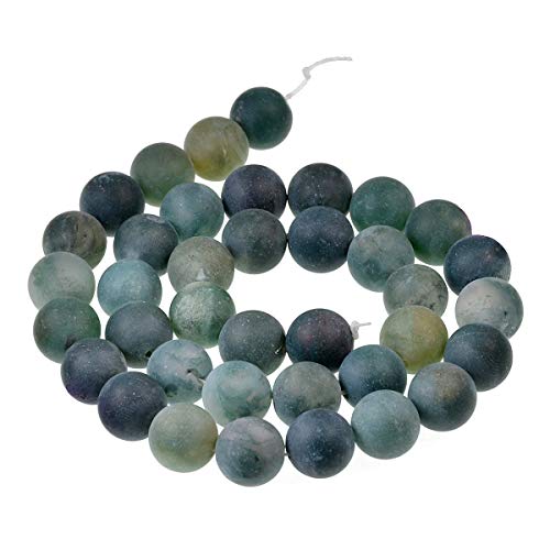 Runde Abstandshalter-Perlen aus natürlichem mattem Edelstein, 6 mm, Moosachat von mkslksbhnxl