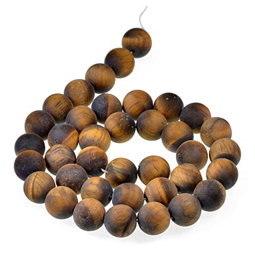 Runde Abstandshalter-Perlen aus natürlichem mattem Edelstein, 6 mm, gelbes Tigerauge von mkslksbhnxl