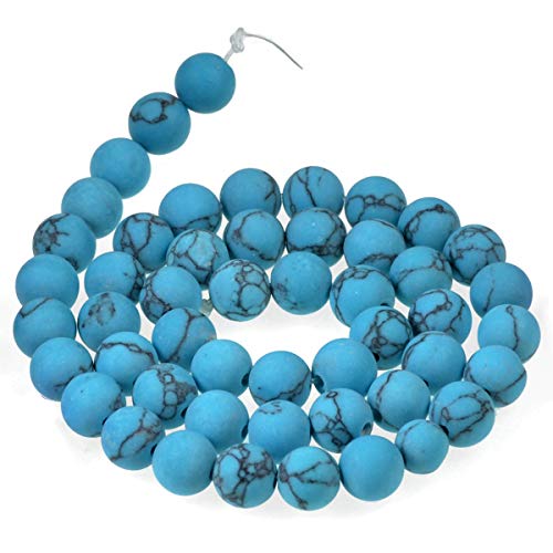 Runde Abstandshalter-Perlen aus natürlichem mattem Edelstein, 8 mm, Blau-Türkis von mkslksbhnxl