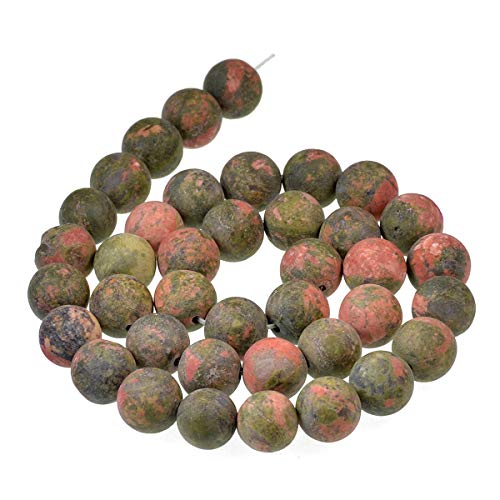 Runde Abstandshalter-Perlen aus natürlichem mattem Edelstein (8 mm, Lachs, Moos-Jaspis) von mkslksbhnxl