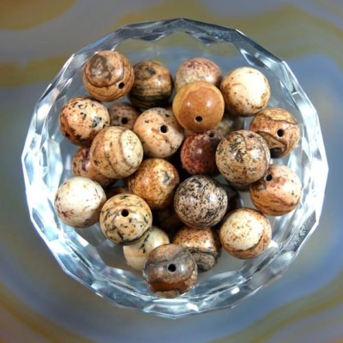 Runde Abstandshalter aus natürlichem Edelstein, lose Perlen, 6 mm, 100 Stück, Bildjaspis von mkslksbhnxl