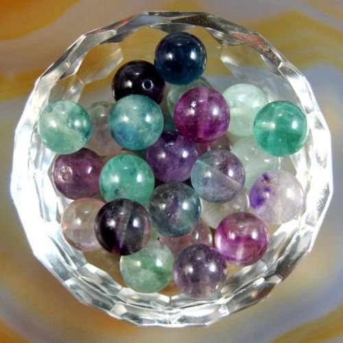 Runde Abstandshalter aus natürlichem Edelstein, lose Perlen, 6 mm, 100 Stück, Fluorit von mkslksbhnxl