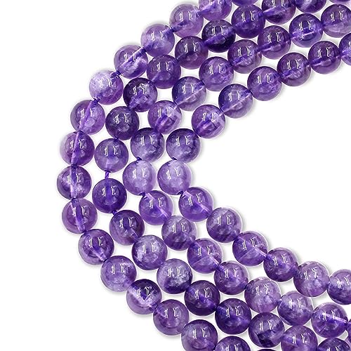 Runde Amethyst-Perlen für Schmuckherstellung, DIY, Basteln, Design mit 10 m Stretchschnur, 6 mm, 180 Stück von mkslksbhnxl