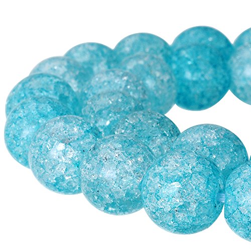 Runde Crackle Druk tschechische Kristallperlen für Schmuckherstellung, 10 mm Strang, Blau von mkslksbhnxl