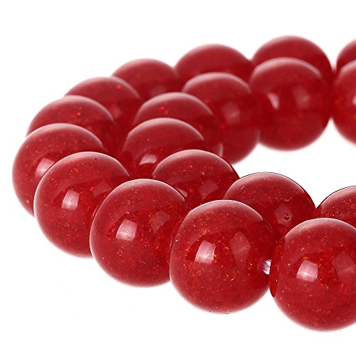 Runde Crackle Druk tschechische Kristallperlen für Schmuckherstellung, 10 mm Strang, Rot von mkslksbhnxl