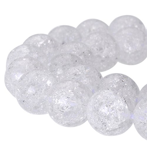 Runde Crackle Druk tschechische Kristallperlen für Schmuckherstellung, 6 mm Strang, Weiß von mkslksbhnxl