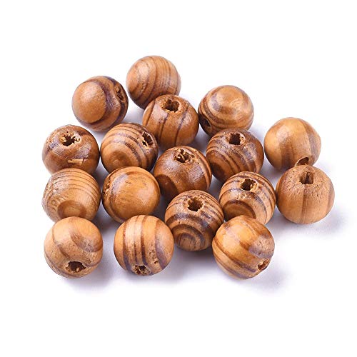 Runde Holzperlen, 500 g, Naturstreifen, 14 mm, großes Loch, Holzkugel-Abstandshalter, lose Perlen für Schmuckherstellung, Loch: 4 mm (ca. 650 Stück) von mkslksbhnxl