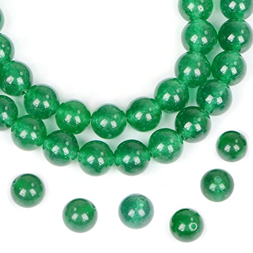 Runde lose Perlen aus natürlichem Edelstein, 38,1 cm, für Armbänder, Halsketten, Ohrringe, Schmuckherstellung, Basteln, DIY (10 mm, grüne Jade) von mkslksbhnxl