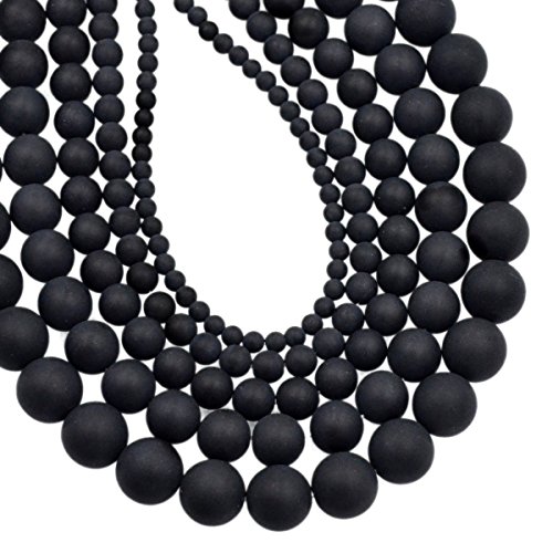 Runde lose Perlen aus natürlichem Edelstein, 38,1 cm, für Armbänder, Halsketten, Ohrringe, Schmuckherstellung, Basteln, DIY (10 mm, mattschwarzer Onyx) von mkslksbhnxl