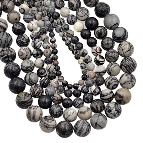 Runde lose Perlen aus natürlichem Edelstein, 38,1 cm, für Armbänder, Halsketten, Ohrringe, Schmuckherstellung, Basteln, DIY (8 mm, Spinnennetz-Jaspis) von mkslksbhnxl