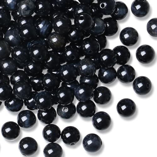Schwarze Labradorit-Perlen, 8 mm, natürlicher Kristall, rund, Polierstein, echte Edelsteinperlen für DIY-Schmuckherstellung, 47 Stück Schwarze Labradorit-Perlen, 8 mm, natürlicher Kristall, rund, Polierstein, echte Edelsteinperlen für DIY-Schmuckherstellung, 47 Stück von mkslksbhnxl
