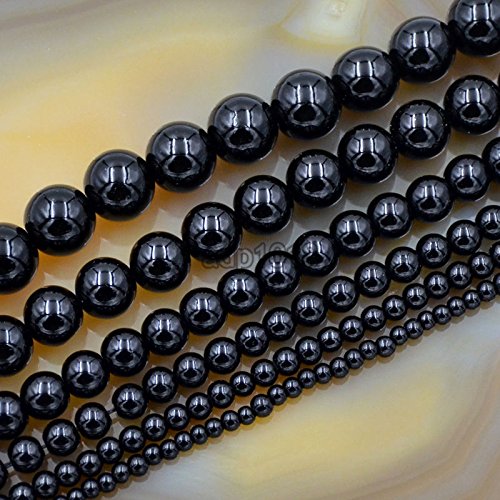 Schwarze tschechische Glasperlen, rund, lose Perlen, 40,6 cm, Schwarz von mkslksbhnxl