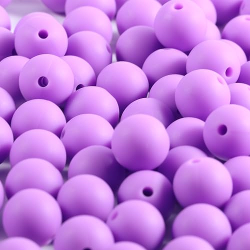 Silikonperlen, 12 mm, zur Herstellung von Schlüsselanhängern, Silikonperlen für Armbänder, Halsketten, runde Perlen für Stifte, Violett, 150 Stück Silikonperlen, 12 mm, zur Herstellung von Schlüsselanhängern, Silikonperlen für Armbänder, Halsketten, runde Perlen für Stifte, Violett, 150 Stück von mkslksbhnxl