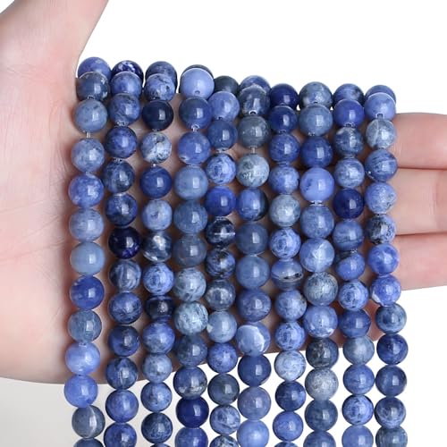 Sodalithperlen, blaue Perlen, 8 mm, Kristallperlen, 100 Stück, Natursteinperlen, runde lose Edelsteinperlen für Armbandperlen zur Schmuckherstellung von mkslksbhnxl