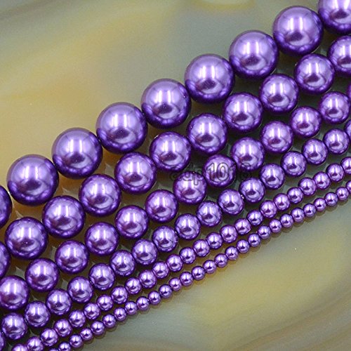 Tschechische Glasperlen, rund, 3 mm, 4 mm, 6 mm, 8 mm, 10 mm, 12 mm (10 mm, Amethyst) von mkslksbhnxl