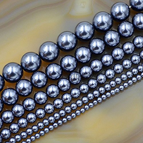 Tschechische Glasperlen, rund, 3 mm, 4 mm, 6 mm, 8 mm, 10 mm, 12 mm (12 mm, Dunkelgrau) von mkslksbhnxl