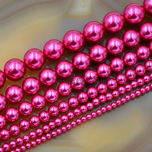 Tschechische Glasperlen, rund, 3 mm, 4 mm, 6 mm, 8 mm, 10 mm, 12 mm (6 mm, Hellfuchsia) von mkslksbhnxl