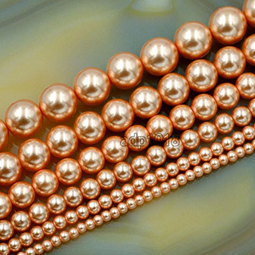Tschechische Glasperlen, rund, 3 mm, 4 mm, 6 mm, 8 mm, 10 mm, 12 mm (6 mm, Orange) von mkslksbhnxl