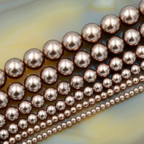 Tschechische Glasperlen, rund, 3 mm, 4 mm, 6 mm, 8 mm, 10 mm, 12 mm (6 mm, Rauchtopas) von mkslksbhnxl