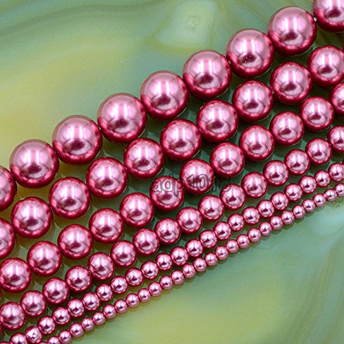 Tschechische Glasperlen, rund, 3 mm, 4 mm, 6 mm, 8 mm, 10 mm, 12 mm (8 mm, Magenta) von mkslksbhnxl