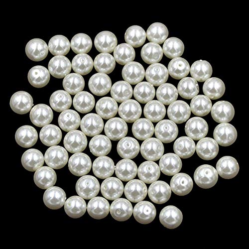 Tschechische Glasperlen, rund, lose Perlen, 12 mm, cremefarben, 100 Stück von mkslksbhnxl