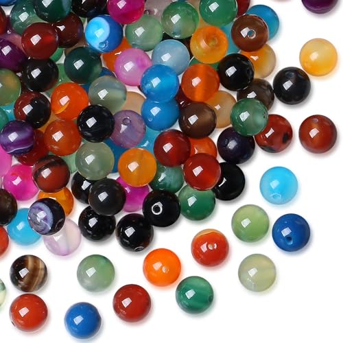 US-MKL-CB-04MT1 Chakra-Perlen, 8 mm, natürliche Kristallperlen, rund, Polierstein, echte Edelsteine für DIY-Schmuckherstellung, 47 Stück von mkslksbhnxl