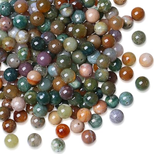 US-MKL-CB-04MT2 indische Achat-Perlen, 8 mm, natürliche Kristallperlen, rund, Polierstein, echter Edelstein, DIY-Schmuckherstellung, 47 Stück von mkslksbhnxl
