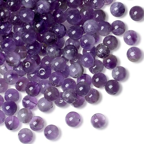 US-MKL-CB-04PP1 Amethyst-Perlen, 8 mm, natürliche Kristallperlen, rund, Polierstein, echte Edelsteine, DIY-Schmuckherstellung, 47 Stück von mkslksbhnxl