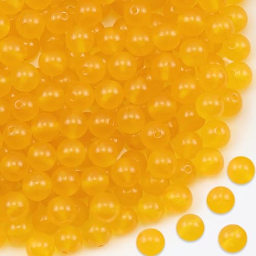 US-MKL-CB-04YL1 gelbe Achat-Perlen, 8 mm, natürliche Kristallperlen, rund, Polierstein, echte Edelsteine für DIY-Schmuckherstellung, 47 Stück von mkslksbhnxl