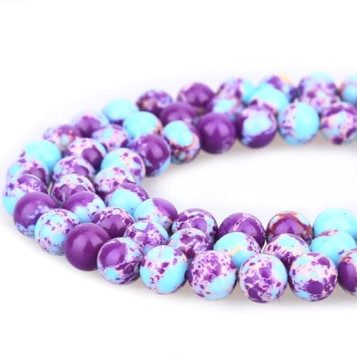 Violett-blaue imperiale Jaspisperlen, 10 mm, lose Edelsteine, Lochgröße 1 mm, zum Selbermachen, glatte Perlen für Armbänder, Halsketten, Ohrringe, Schmuckherstellung, 36 Stück von mkslksbhnxl