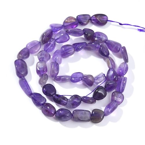 Violetter Amethyst-Kieselstein-Nugget, oval, frei, Trommelstein, 6–8 mm, natürliche Edelsteinperlen, lose Perlen, ca. 39,4 cm, für DIY-Schmuckherstellung von mkslksbhnxl