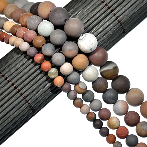 Wunderschöne, natürliche, matte Edelsteinperlen, rund, lose Perlen, 4–12 mm (6 mm, 34 matte imperiale Jaspis) von mkslksbhnxl