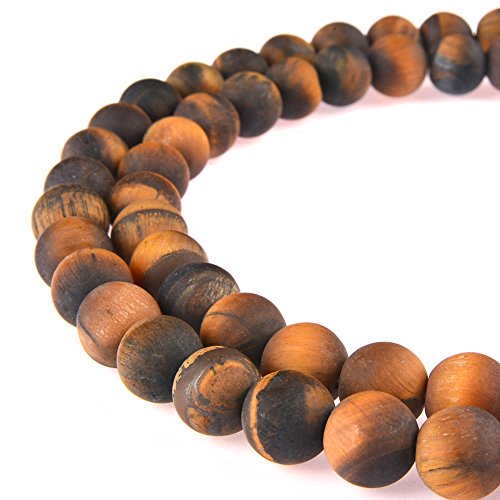Wunderschöne Tigerauge, natürliche Edelsteinperlen, lose Perlen, 8 mm, matt, rund, ca. 39,4 cm, DIY-Armband, Halskette für Schmuckherstellung von mkslksbhnxl