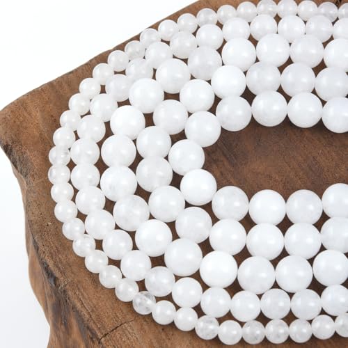 Wunderschöne weiße Jade-Perlen, lose Perlen, 8 mm, glatt, rund, ca. 38,1 cm, DIY-Armband, Halskette für Schmuckherstellung von mkslksbhnxl