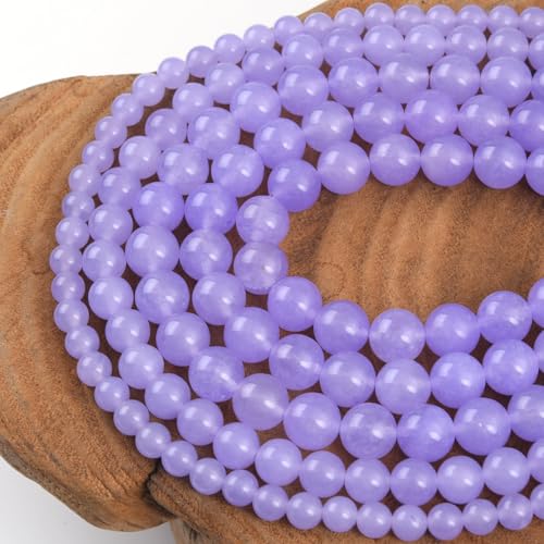 Wunderschöner Lavendel-Jade-Edelstein, lose Perlen, 6 mm, glatt, rund, ca. 38,1 cm, DIY-Armband, Halskette für Schmuckherstellung von mkslksbhnxl
