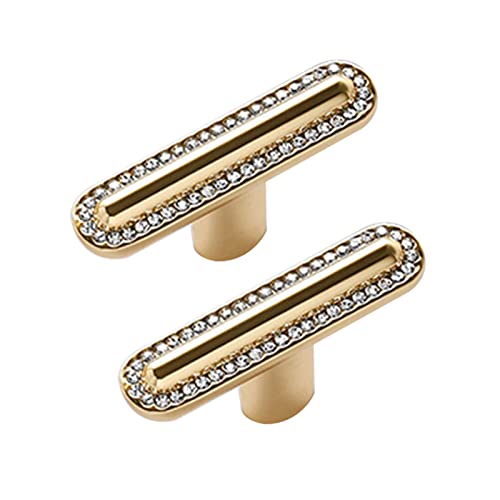 moaupr 2 Stücke Möbelgriffe Zinklegierung Strass Schrankgriffe Glitzer Küchengriffe Türgriffe Kristall Türdrücker helles Gold knöpfe Türklinken Zieht Griffe für Schuhschränke Schubladen Single Hole von moaupr