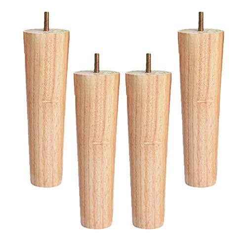 moaupr 4 Stück Holz Tischbeine Massivholz Konisch Ersatz Möbelfüße Gerader Kegel Möbelbeine für Sofa Bett Schrank M10 Gewinde Ersatz für Schrank Bett Füße 20cm von moaupr