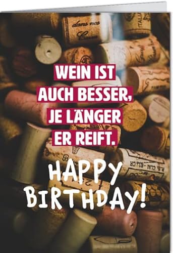 -5er Set Grußkarte mit Umschlag VISUAL STATEMENTS/Klappkarte LUSTIG - Motiv: WEIN IST AUCH BESSER, JE LÄNGER ER REIFT, Anlass:, Künstler/Verlag: VISUAL STATEMENTS, Größe: 11,5x16 cm -5er Set Grußkarte mit Umschlag VISUAL STATEMENTS/Klappkarte LUSTIG - Motiv: WEIN IST AUCH BESSER, JE LÄNGER ER REIFT, Anlass:, Künstler/Verlag: VISUAL STATEMENTS, Größe: 11,5x16 cm von modern times