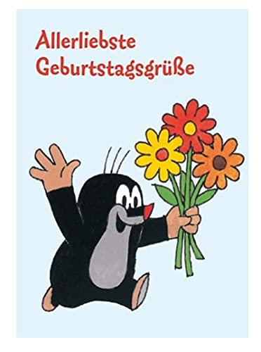 Grußkarte mit Umschlag/Klappkarte DER KLEINE MAULWURF - Motiv: MW ALLERLIEBSTE GEBURTSTAGSGRÜSSE, Anlass: Geburtstag, Künstler/Verlag: KARTENKOMBINAT © MILER, Zdenek, Größe: 11,5x16 cm von modern times