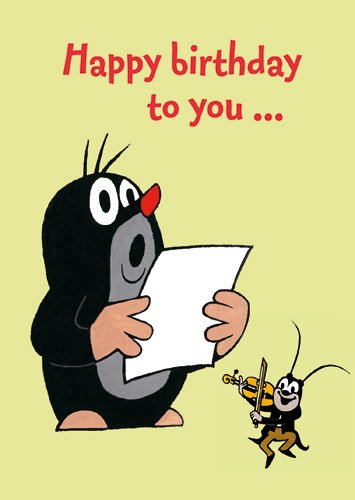 Grußkarte mit Umschlag/Klappkarte DER KLEINE MAULWURF - Motiv: MW HAPPY BIRTHDAY TO YOU, Anlass: Geburtstag, Künstler/Verlag: KARTENKOMBINAT © MILER, Zdenek, Größe: 11,5x16 cm von modern times