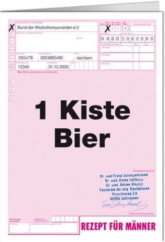 Grußkarte mit Umschlag/Klappkarte LUSTIG - Motiv: 1 KISTE BIER, Anlass: Fun Männer/Frauen, Künstler/Verlag: ART & IMAGE, Größe: 11,5x16 cm von modern times