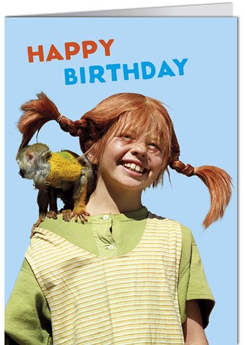 Grußkarte mit Umschlag/Klappkarte PIPPI LANGSTRUMPF - Motiv: PL PIPPI HAPPY BIRTHDAY, Anlass: Geburtstag Fun, Künstler/Verlag: KARTENKOMBINAT, Größe: 11,5x16 cm Grußkarte mit Umschlag/Klappkarte PIPPI LANGSTRUMPF - Motiv: PL PIPPI HAPPY BIRTHDAY, Anlass: Geburtstag Fun, Künstler/Verlag: KARTENKOMBINAT, Größe: 11,5x16 cm von modern times
