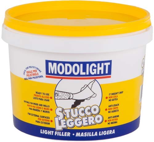 MODOLIGHT - Professioneller Superleichter Spachtel, gebrauchsfertig, für den Innen- und Außenbereich, formbar, ideal für große Fächer, Kanten und Modellbau (1 Liter) von Modostuc